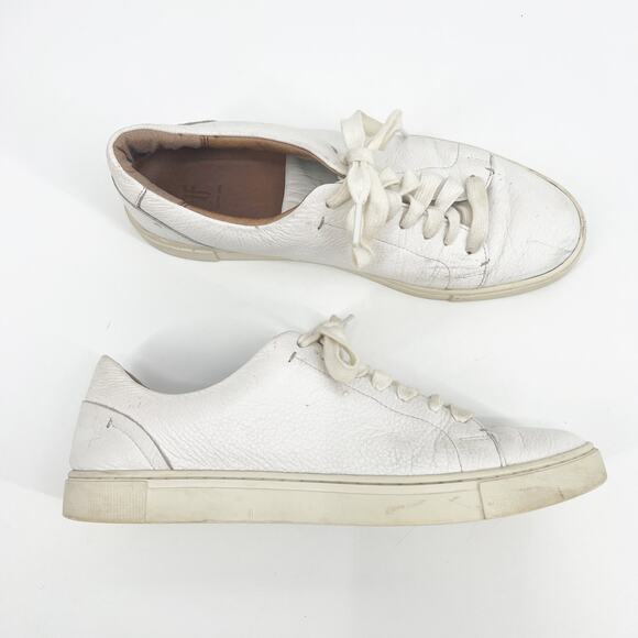 FRYE Ivy Low Lace Leather Sneakers White Size 8.5 - Picture 1 of 8